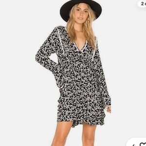 Free People Daisy Dress in a black and white floral print, Sz Medium, Boho